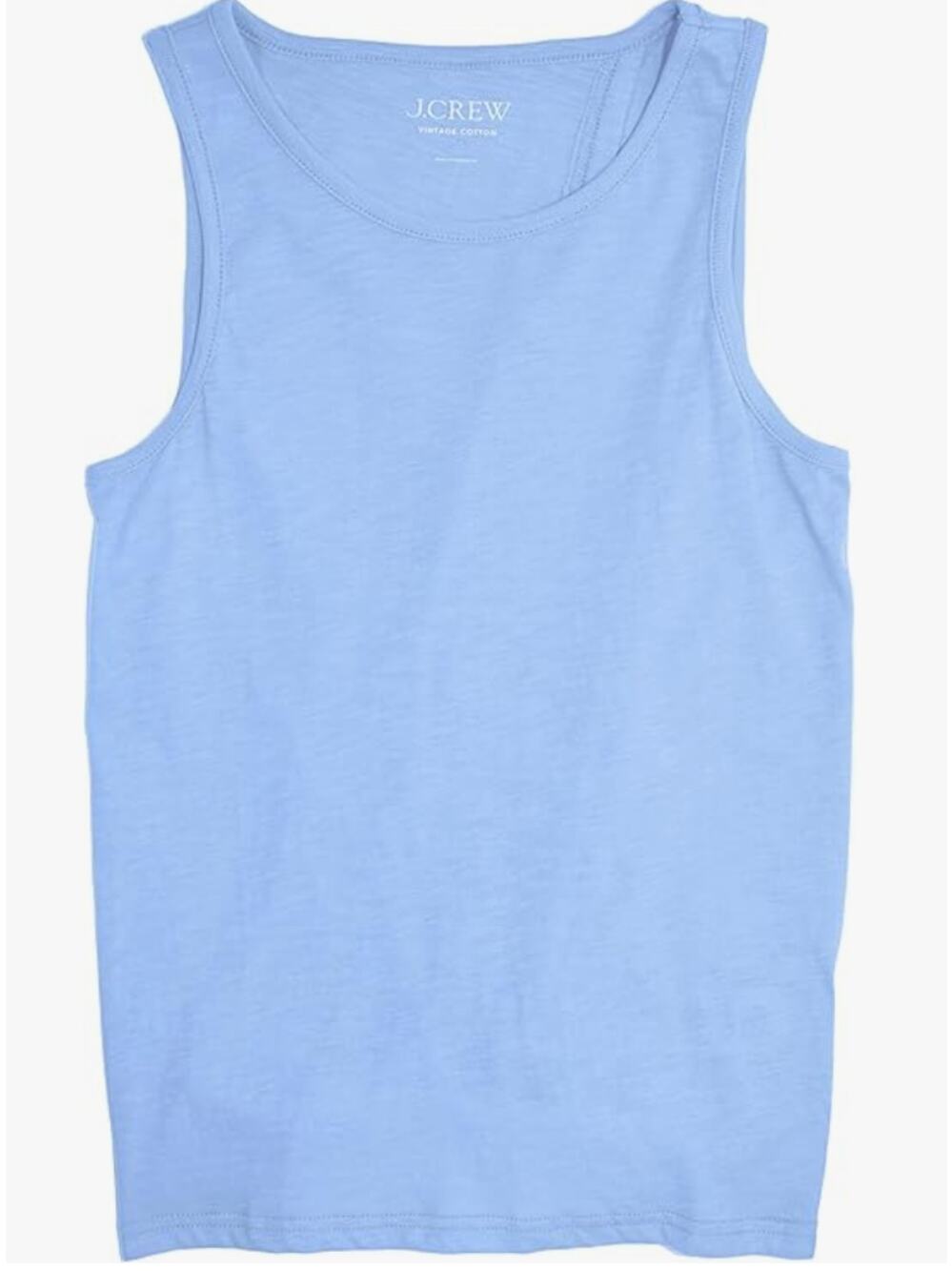 J.Crew Vintage Cotton Knot-Back Cotton Tank Top in Morning Sky Blue L BP076 NWT